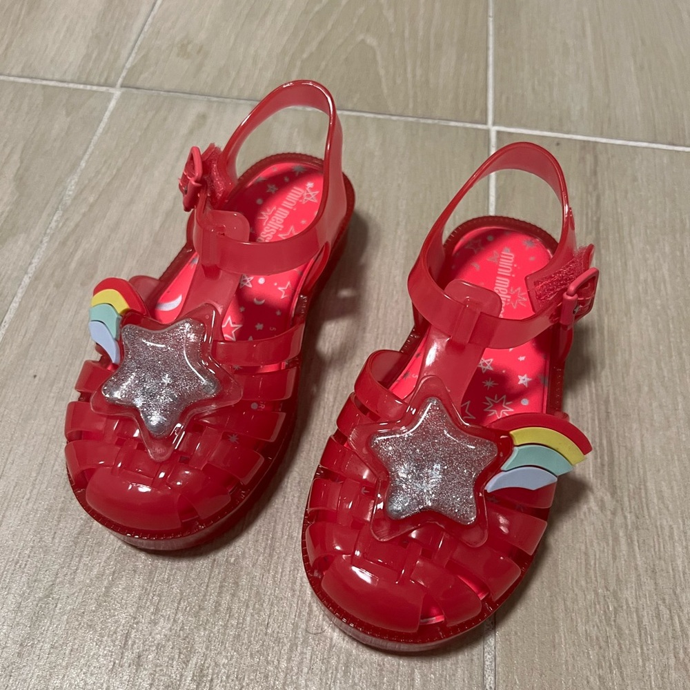 Mini Melissa Kids Pink Jelly Sandals with Star Design